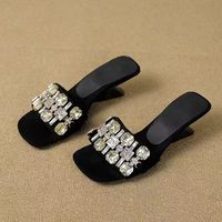 Sandales à talons hauts carrés pour femmes, les plus populaires, sexy, respirantes, antidérapantes, rehaussantes, à enfiler, de créateur