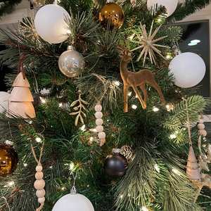 เครื่องประดับลูกปัดไม้เครื่องประดับต้นคริสต์มาส Boho ตกแต่งบ้านไร่ทำจากไม้สำหรับงานปาร์ตี้คริสต์มาสพวงมาลัยสำหรับงานฝีมือแบบ DIY - Product Image 2