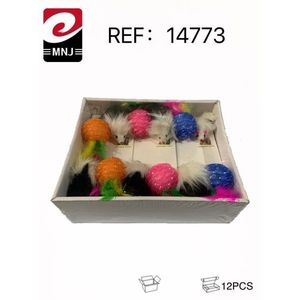 Set di 12 Giocattoli per Gatti con Topolino e Pallina in Peluche per Divertimento e Gioco - Product Image 3