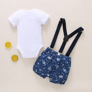 Vêtements pour bébé garçon de 1 an, ensembles de 2 pièces, imprimé étoiles de dessin animé, barboteuses pour bébé - Product Image 3