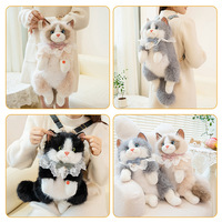 Mochila de Peluche Personalizada de Gato Ragdoll, Bolsa de Animal de Peluche Realista, Suave, de Algodón PP Ecológico, Regalo para Niños y Adultos