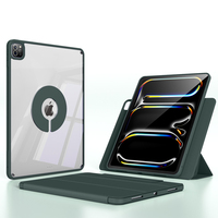 Étui de protection transparent rotatif détachable avec porte-crayon et cuir PU à trois volets pour iPad Pro 13 pouces M4 2024
