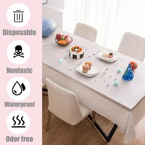 Silver Dot Rectangle Kitchen and Picnic Tablecover Wedding Event Party Supplies Decoration <b>Plastic</b> Tablecloth <b>Table</b> <b>Clothes</b> - Product Image 3