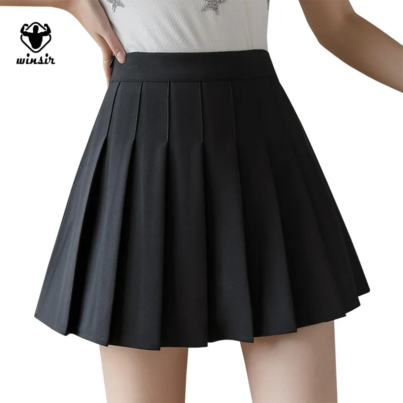 Plus Size High Taille Falten Golf Skorts Uniform Active wear Plissee Tennis School Rock Frauen mit Taschen Futter Shorts