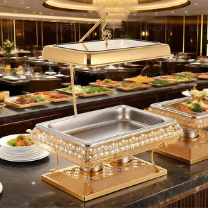 XINGPAI Autres fournitures pour hôtels et restaurants Ensemble de buffet chauffe-plats de luxe Chauffe-plats en or pour buffet de traiteur - Product Image 1