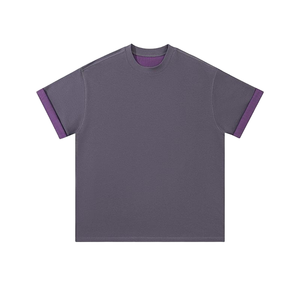 T-shirt réversible bicolore pour homme 280g, coupe ample, double <span class=keywords><strong>couleur</strong></span>, double face, haute qualité, idéal pour l'été, OEM - Product Image 6