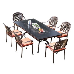 Conjunto de Mesa de Aluminio para Exteriores de 6 Piezas, Muebles Rectangulares para Patio con Cojines para Uso en Jardín o Patio - Product Image 1