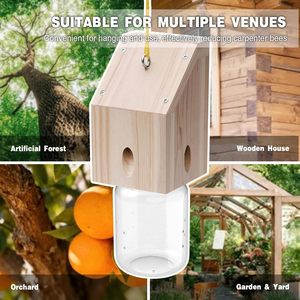 Piège à abeilles charpentières style hangar d'automne, suspendu, amovible, en <span class=keywords><strong>bois</strong></span> et plastique (1 unité) - Product Image 4