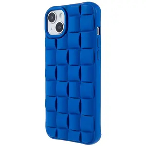 New 3D Grid Textured Soft TPU phone case for iPhone 15 Plus 14 Pro Max Shockproof cover Shell