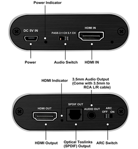 อุปกรณ์แปลงสัญญาณเสียงจาก4K <span class=keywords><strong>HDMI</strong></span>เป็น<span class=keywords><strong>HDMI</strong></span> + Optical Toslink <span class=keywords><strong>SPDIF</strong></span> + ช่องเสียบAUX 3.5มม. ตัวแปลงสัญญาณเสียงสเตอริโอออก<span class=keywords><strong>HDMI</strong></span> - Product Image 3