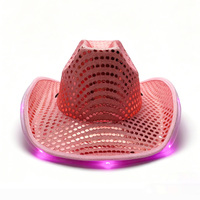 Cappello da Cowboy con Paillettes LED Argentate, Cappello Scintillante in Stile Western per Feste di Addio al Nubilato, Discoteca, Halloween, Carnevale e Costumi