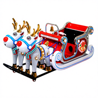 Traîneau de Noël en métal pour 2 personnes, à monnayeur, design anglais, type calèche, Père Noël