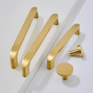Poignées en laiton massif poignée de meubles en or moderne quincaillerie pour armoires de cuisine poignées de porte de placard commode armoire boutons de tiroir - Product Image 1