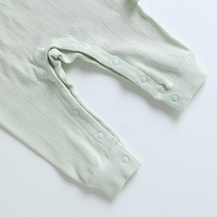 Combinaison à manches longues pour bébé, 100% coton, jacquard, à œillets, couleur unie, unisexe, pour nouveau-né, fermeture à boutons pression, douce et respirante