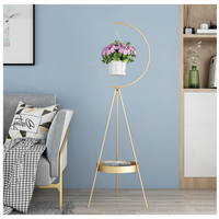 Grosir Pot Gantung Logam Lantai Emas Modern dengan Dudukan dan Nampan Desain Nordic KD