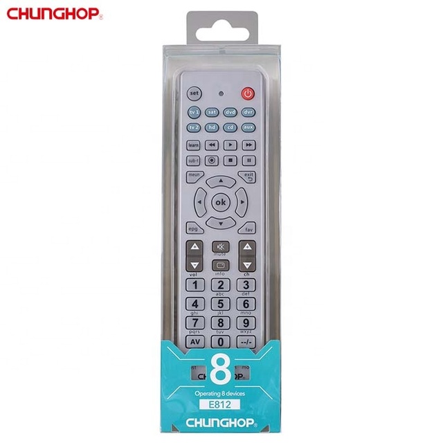 E812 Home Devices 8 in 1 Audio Video Players DVD Satellite TV Receiver Remote Control with Learning