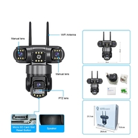 Kamera IP Wifi V380 Pro Outdoor 12MP 6K Tiga Lensa Tiga Layar Monitor Video Keamanan Penglihatan Malam Tahan Air CCTV
