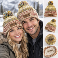 Bonnet en tricot torsadé rustique personnalisé avec pompon, bonnet d'hiver classique pour les voyages d'hiver, le camping, la randonnée et les aventures en plein air