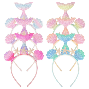 Bestseller Kinder Exquisite Haaraccessoires Regenbogen Meerjungfrau Stirnband Prinzessin Meerjungfrau Tüllblume & Cartoon Tier Haarschmuck - Product Image 1