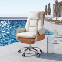 Chaise de bureau de direction de luxe ergonomique inclinable pivotante en acier à dossier haut avec appuie-tête réglable et siège de travail confortable