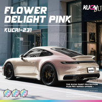 Stiker Mobil Kustom PET Flower Delight Pink PVC, Vinyl Pembungkus Mobil UV, Langsung dari Pabrik, Berubah Warna, Anti UV, Tahan Cuaca
