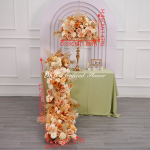 DKB Factory Wholesale Orange Wedding Flower Garland Artificial Silk Event Reception Table Flower Runner Centerpiece - Product Image 2