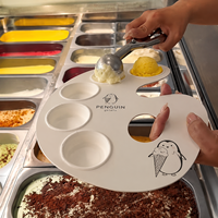 Plateau de gelato artistique jetable tendance personnalisé avec gobelet en bagasse de 3 oz pour les salons de desserts à emporter
