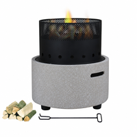 Brasero cylindrique MGO en pierre terrazzo, mobilier d'extérieur moderne, cheminée avec bûches pour jardin, terrasse, patio