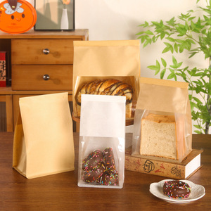 Sacs à pain en papier kraft imprimés sur mesure avec fenêtre transparente et fermeture à lien métallique, sacs d'emballage alimentaire de qualité alimentaire pour pain de mie, pain grillé et baguette - Product Image 1