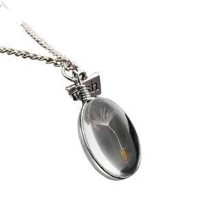 Kristal Fashion wanita alami rantai permata bola Resin tanaman kaca Dandelion nyata biji liontin kalung perhiasan - Product Image 4