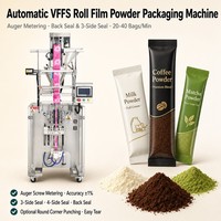 Machine d'emballage automatique VFFS pour poudres, 20-40 sachets/min, remplisseuse à vis sans fin, perforatrice d'angle, pour épices, lait, café, farine, sachets, CE