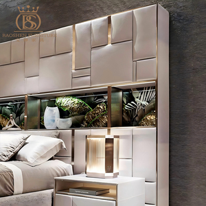 Lit double king size en cuir de luxe, nouveau design BS, grande tête de lit, sur mesure, haut de gamme, mobilier de chambre à coucher moderne italien. - Product Image 4