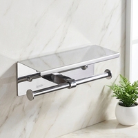 Porte-rouleau de papier toilette mural en acier inoxydable 304 avec étagère pour salle de bain