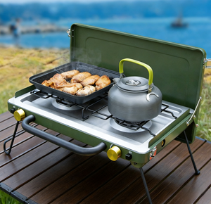 Kompor Dapur Portabel 2 Tungku Gas Outdoor Mini Kompor Camping 2 Tungku Stainless Steel Kompor Camping Portabel Outdoor - Product Image 3