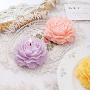 Bougie parfumée artisanale en forme de pivoine, à une seule mèche, élégante et artistique, pour la décoration de la maison - Product Image 1