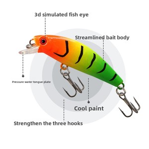 Esche artificiali da pesca per bass in ABS a 9 colori, di alta qualità, da 55mm/6g, per acqua salata, con <span class=keywords><strong>ami</strong></span> e occhi 3D - Vendita all'ingrosso - Product Image 2