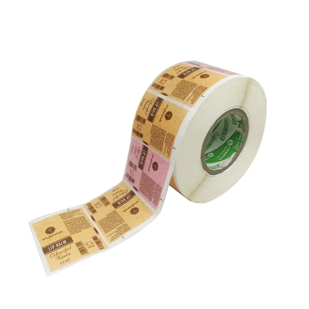 Kleurrijke Roll Label Custom Afdrukken Waterdichte Lijm Cosmetische Sticker Label Voor Lippenbalsem Buis