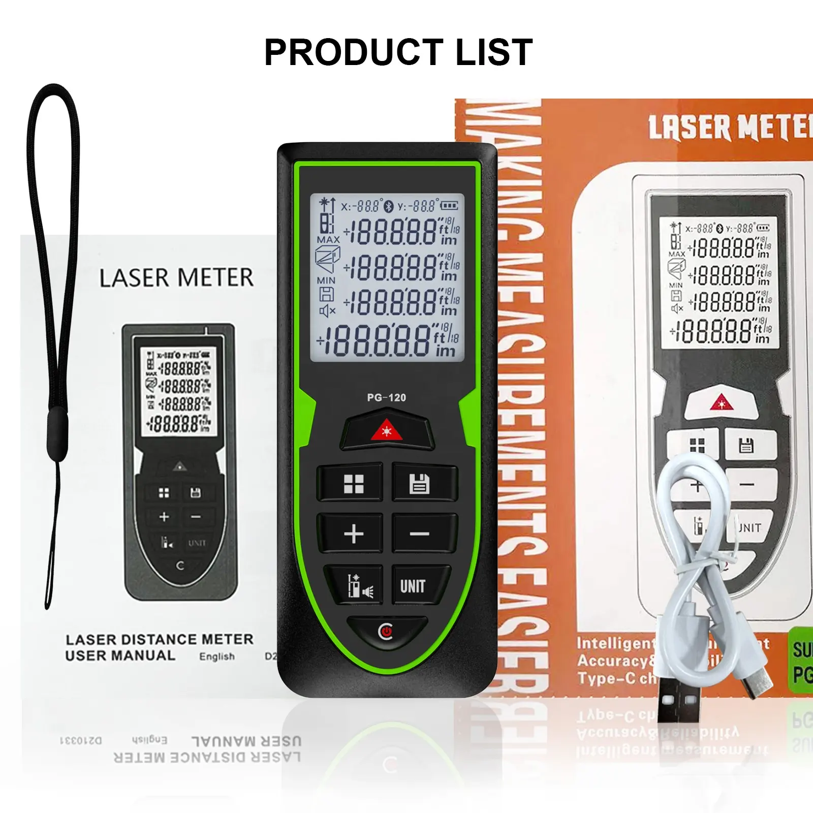 LONGSHUO 70m 120m Measure Tool Handheld Digital Laser Distance Meter With Measurement
