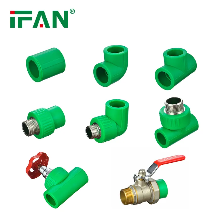 IFAN High Quality 90-Degree Elbow Male Female Tee Wholesale Green Color PPR Pipe Fittings