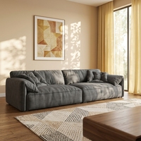 Italienisches Kunstleder & Stoff Gepolstertes Elefantenohr-Sofa - Minimalistisches Creme-Ecksofa für Hotel & Villa Luxus-Wohnzimmer