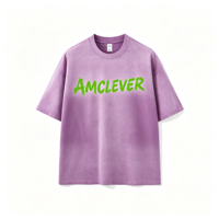 Camisetas para Hombre AMCLEVER 2026, 280gsm, Algodón Grueso, Lavado Ácido Vintage, Color Degradado, Estilo Urbano, Logotipo Personalizado OEM