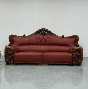 Modern European Design Genuine Leather <b>Sofa</b> <b>Set</b> with Tufted Back and Curved Arms Solid Wood Frame Living Room Furniture - Product Image 4