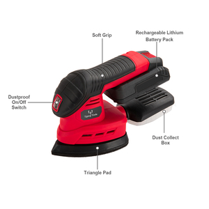 <span class=keywords><strong>Ponceuse</strong></span> Delta Portable à piles au Lithium Offre Spéciale, 18v, 20v, 140x140x80mm, tapis triangulaire sans fil, détails de souris électrique - Product Image 5