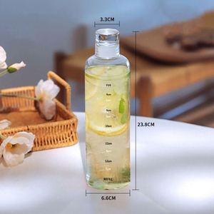 Bouteille en verre borosilicate transparente à paroi simple avec marqueur de temps, qualité alimentaire, 500 ml, 750 ml, avec couvercle, vente en gros personnalisée - Product Image 5