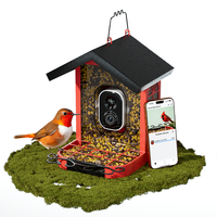Mangeoire à oiseaux avec caméra, reconnaissance d'oiseaux par IA, énergie solaire, notification instantanée, enregistrement automatique des oiseaux en Full HD