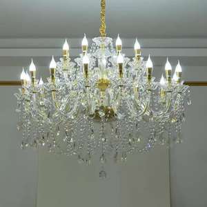 Décoration de mariage européen or cristal goutte pendentif lumière lustres plafond luxe pour salon - Product Image 4