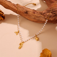Nouveau Collier Pendentif Tendance Estivale en Acier Inoxydable Anti-Décoloration avec Perles, Étoile de Mer, Hippocampe et Dauphin pour Femme