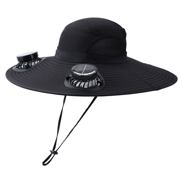 2024 Hot Sale Waterproof Fishing Hat With Fan Wide Brim Solar Fans Hat Outdoor Breathable Fishing Hat Fast Drying for Workers