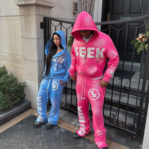 Felpa con cappuccio da uomo con Zip Vintage lavata con acido stampato in stile Street personalizzato stile OEM - Product Image 6