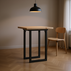 <b>Solid</b> <b>Wood</b> Pine And Steel O Frame Dining <b>Table</b> 19.7 X 19.7 X 29.7 Industrial Modern Home Furniture - Product Image 2